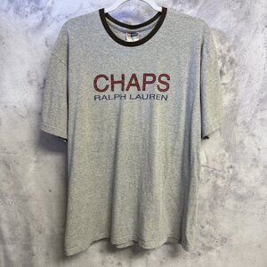 Vintage Chaps Ralph Lauren T Shirt Mens Medium 21x27.5 Gray Short Sleeve Y2K